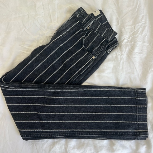 Reformation Black and White Striped High Rise Jeans - Picture 1 of 3